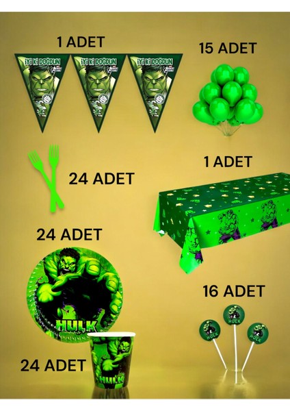 24 Kişilik Hulk Temalı L Paket - Doğum Günü Parti ve Eğlenceli Etkinlikler fiyatları