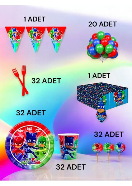 32 Kişilik Pijamask Temalı L Paket - Doğum Günü Parti ve Eğlenceli Etkinlikler