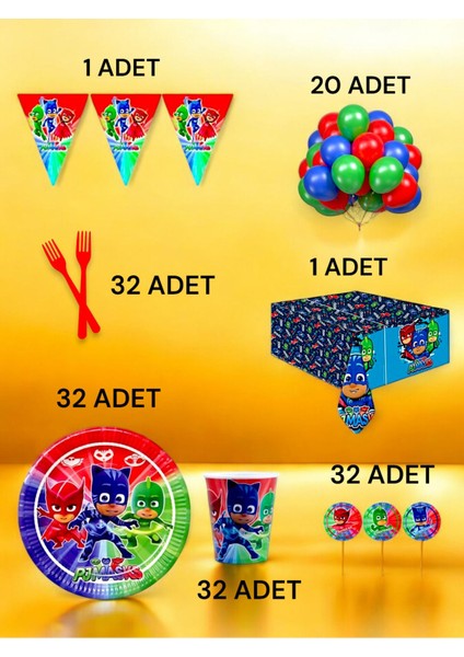 32 Kişilik Pijamask Temalı L Paket - Doğum Günü Parti ve Eğlenceli Etkinlikler fiyatları