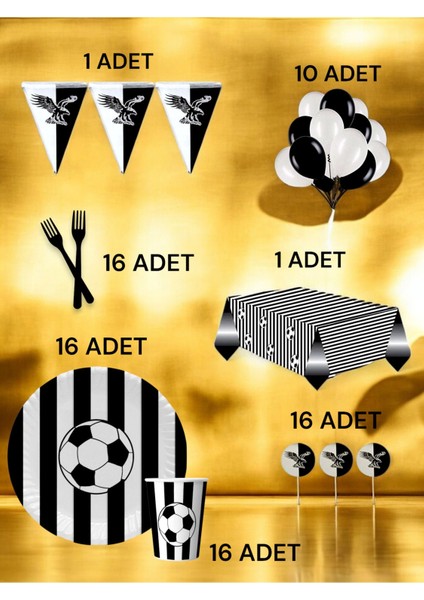 16 Kişilik Siyah Beyaz Taraftar L Paket - Doğum Günü Parti ve Eğlenceli Etkinlikler fiyatları