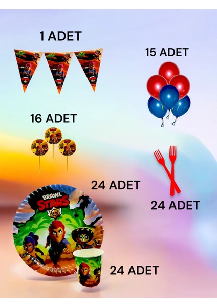24 Kişilik Brawlstars Temalı M Paket - Doğum Günü Parti ve Eğlenceli Etkinlikler