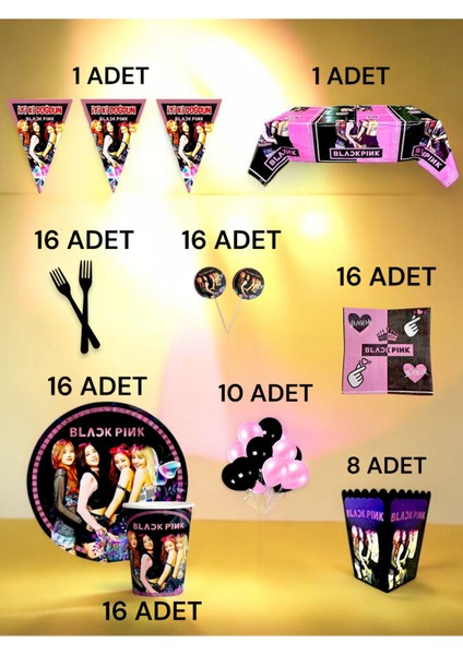 16 Kişilik Blackpink Temalı x l Paket - Doğum Günü Parti ve Eğlenceli Etkinlikler fiyatları