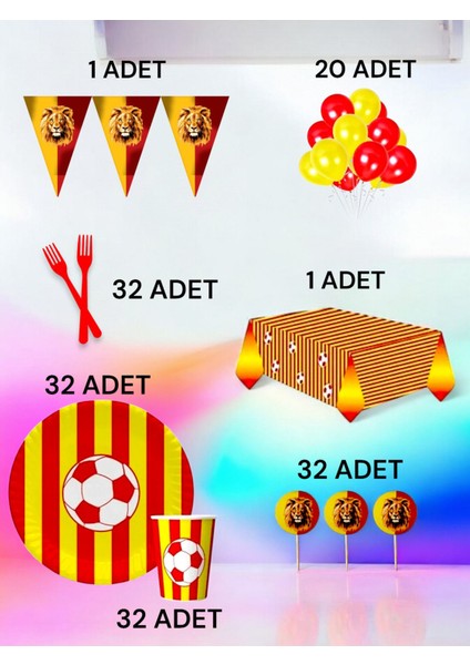 32 Kişilik Kırmızı Sarı Taraftar L Paket - Doğum Günü Parti ve Eğlenceli Etkinlikler fiyatları