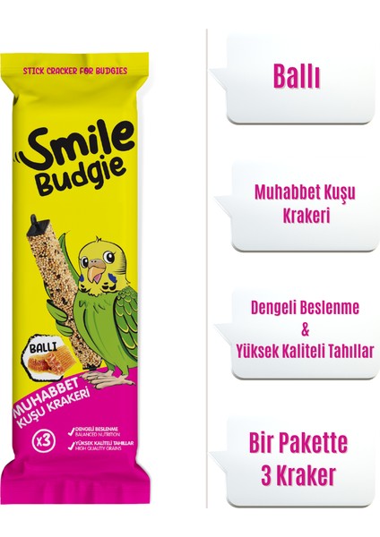 Muhabbet Kuşu Krakeri Ballı 3'lü (1 Adet)