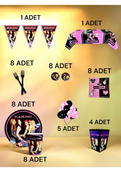 8 Kişilik Blackpink Temalı x l Paket - Doğum Günü Parti ve Eğlenceli Etkinlikler fiyatları