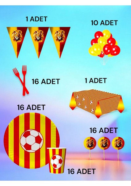 16 Kişilik Kırmızı Sarı Taraftar L Paket - Doğum Günü Parti ve Eğlenceli Etkinlikler fiyatları