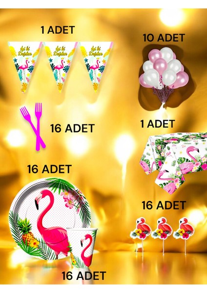 16 Kişilik Flamingo Temalı L Paket - Doğum Günü Parti ve Eğlenceli Etkinlikler fiyatları