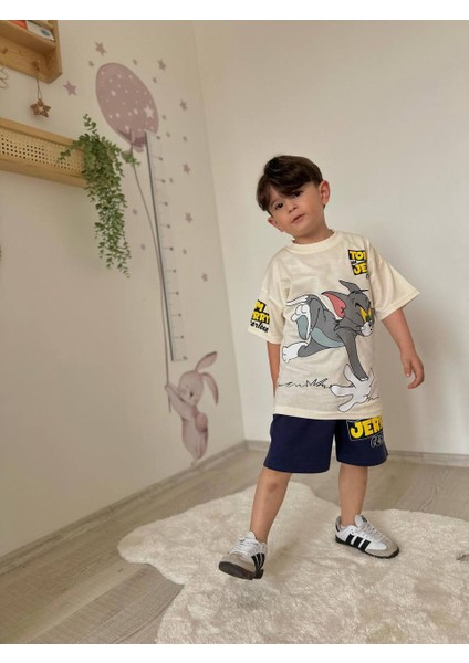 Erkek Çocuk Tom ve Jerry Baskılı Şortlu Yazlık Takım