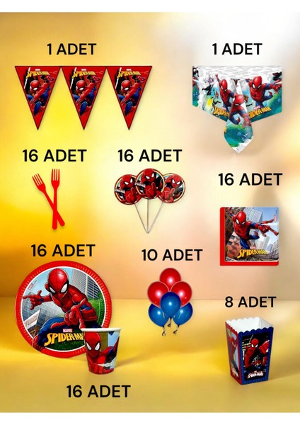 16 Kişilik Spiderman Temalı x l Paket - Doğum Günü Parti ve Eğlenceli Etkinlikler fiyatları