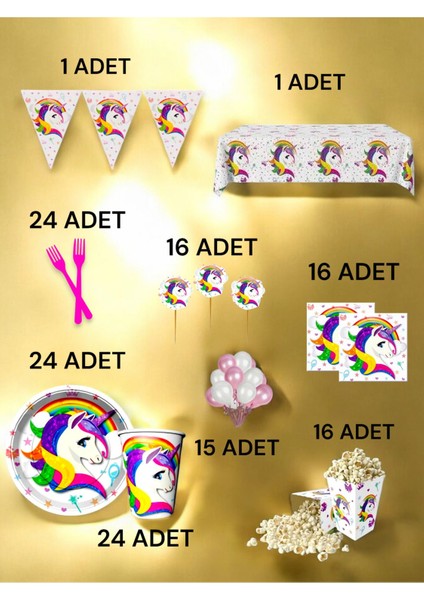 24 Kişilik Unicorn Temalı x l Paket - Doğum Günü Parti ve Eğlenceli Etkinlikler fiyatları