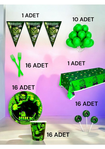 16 Kişilik Hulk Temalı L Paket - Doğum Günü Parti ve Eğlenceli Etkinlikler fiyatları