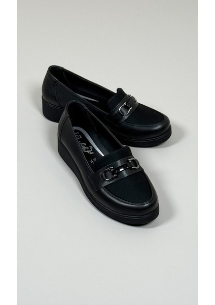 D-01 Comforta Günlük Giymelik Kadin Loafer Siyah Ayakkabı modelleri