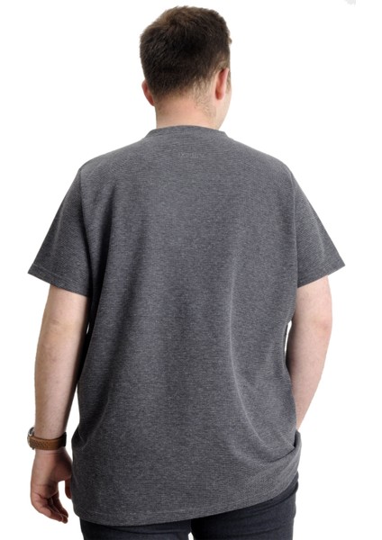 Mode Xl Büyük Beden Erkek T-Shirt Bisiklet Yaka Waffle 20033 Siyah fırsatları
