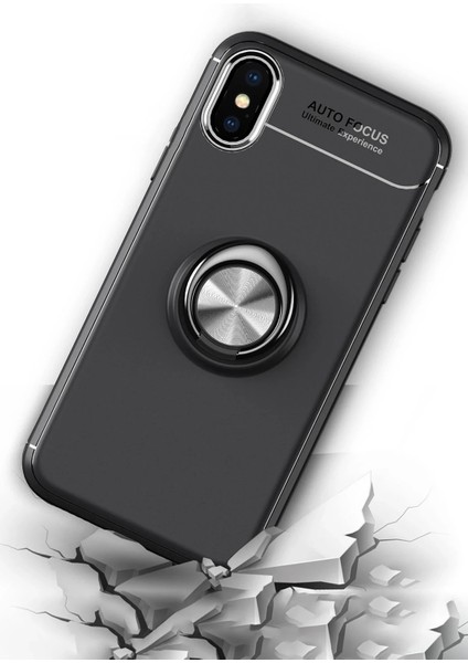 Apple iPhone Xs Max Kılıf Range Yüzüklü Silikon - Mavi Gnzrz