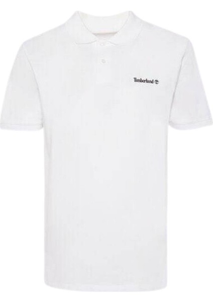 Small Linear Logo Print Polo Beyaz Erkek T-Shirt