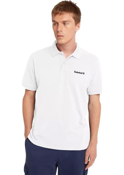 Small Linear Logo Print Polo Beyaz Erkek T-Shirt fiyatları