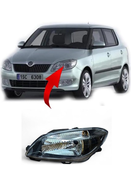 Skoda Fabia Roomstar Ön Far Siyah Sol Komple 2011-2015 5J1941017F