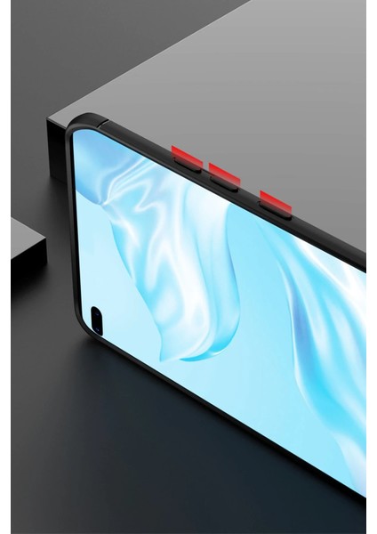 Huawei P40 Pro Kılıf Range Yüzüklü Silikon - Siyah-Mavi Gnzrz