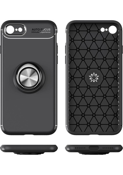 Apple iPhone 7 Kılıf Range Yüzüklü Silikon - Kırmızı Gnzrz