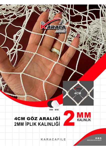 Kedi Balkon Güvenlik Filesi 1,5x3 mt 2mm Ip Kalınlığı 4x4 Göz Aralığı (Beyaz Veya Siyah)