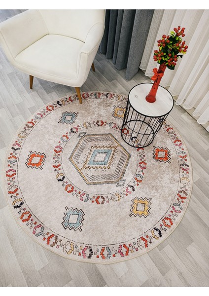 Bej Renk Etnik Kilim Desen Kaymaz Taban Halı modelleri