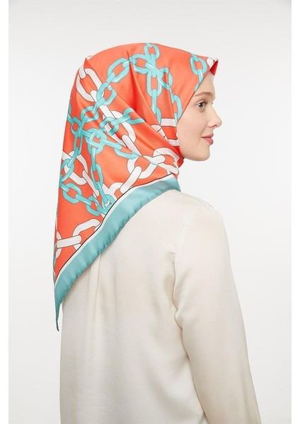 Turkuaz Zincirli Trend Twill Eşarp modelleri