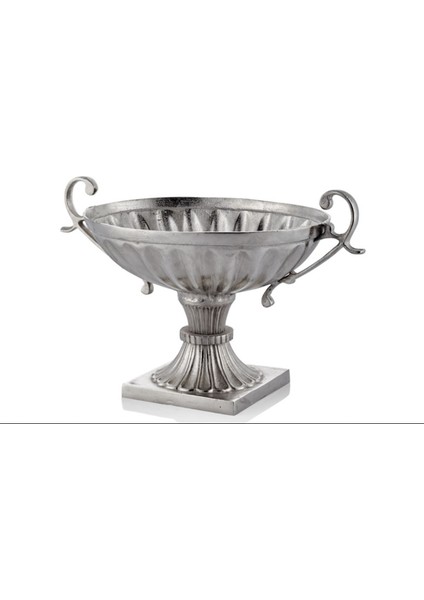 Trophy Bowl Silver 34X58X35CM Vazo Dekoratif Decorative Çiçeklik Kupa Gümüş Renk Obje 1 Adet