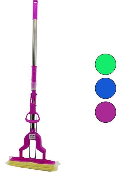 Pva Mop Sıkma Kollu - Sünger Mop Krom Uzayan SAP=75-95CM+RENKLİ PLS.BAŞLIK=115CMBRKT-910262 (4401)