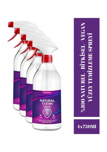 4 x 750 ml Bitkisel Çok Amaçlı Temizleyici Vegan Leke Çıkarıcı - Yağ Çözücü (4 Adet)
