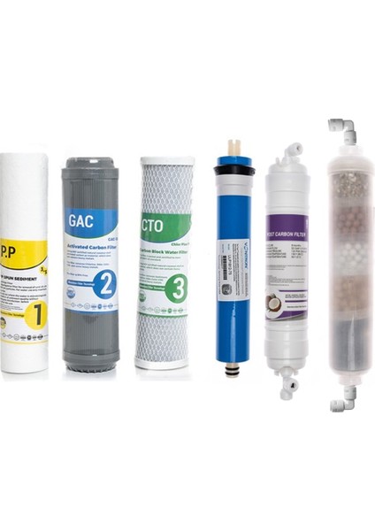 Su Arıtma Cihazı Çift Karbonlu Açık Kasa 6'lı Filtre Seti, 10 Aşama Lg Membranlı
