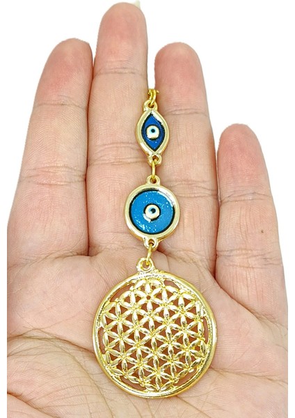 Nazar Boncuklu Gold Metal Lotus Çiçeği Araba Dikiz Ayna Süsü/elips Mineli Yeni Araba Hediyesi fiyatları