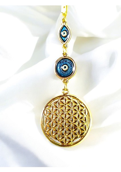 Nazar Boncuklu Gold Metal Lotus Çiçeği Araba Dikiz Ayna Süsü/elips Mineli Yeni Araba Hediyesi modelleri