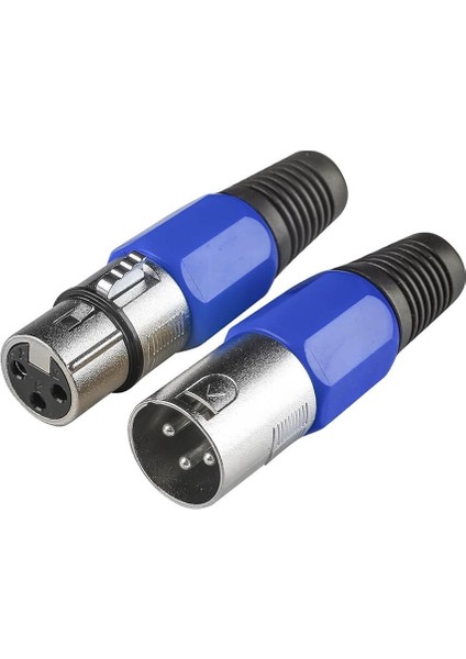 2 Adet - 3 Pin Xlr Konektörü Dişi + Erkek Mikrofon Jackı - Mikrofon Ses Jakı