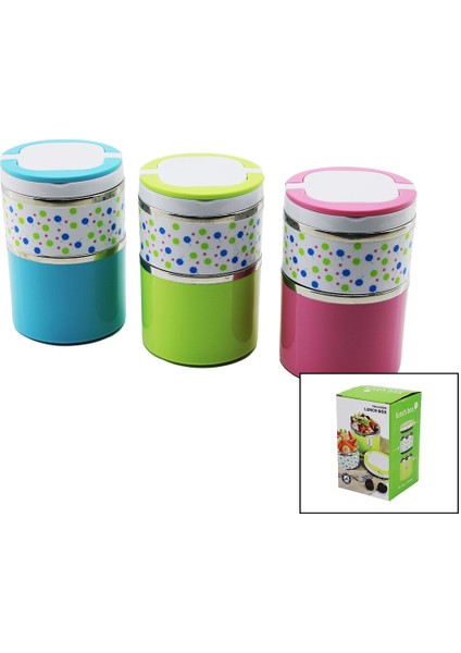 Aç Kapa Kulplu - Çiçekli - Renkli 2li Sefer Tası - Saklama Kabı 930ML (4401)