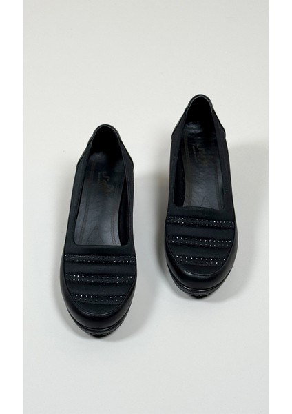 B-03 Lumora Rahat Ortopedik Streç Taş Detaylı Kadın Dolgu Ayakkabı Siyah fırsatları