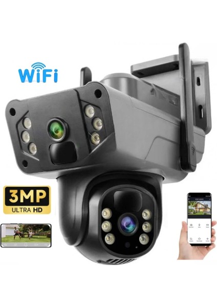 Çift Kameralı 1080P Wıfı Ptz Kamera Efsane Kasa Wifi Kamera