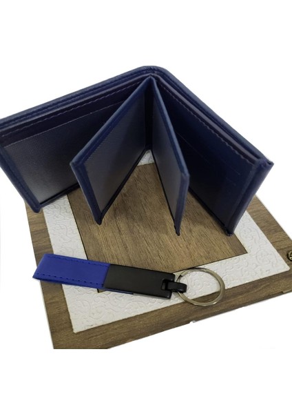 Deri Mavi Anahtarlık Cüzdan Set Dekoratif Hediyelik fiyatları