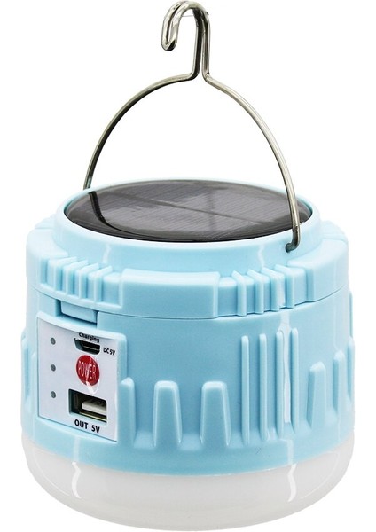 USB - Solar Şarjlı Askılı Kamp Lambası - Powerbank (4401)