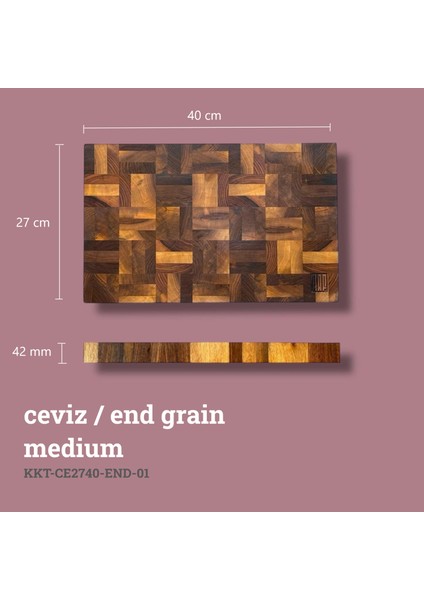 Kesme Tahtası (End-Grain) Ceviz Medium
