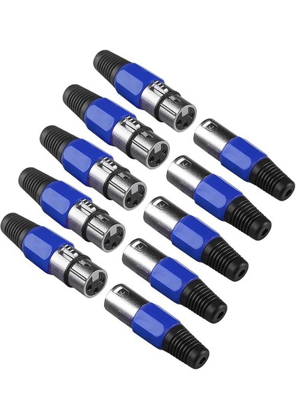 10 Adet - 3 Pin Xlr Konektörü 5 Adet Dişi + 5 Adet Erkek Mikrofon Jackı - Mikrofon Ses Jakı