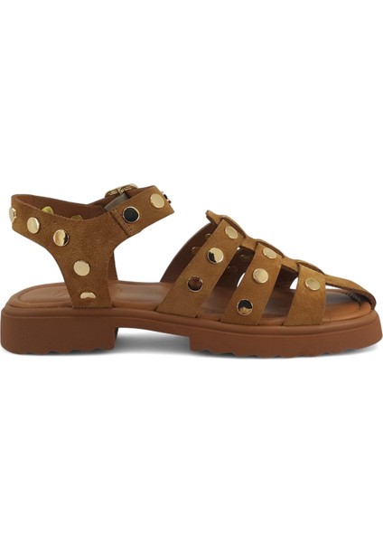 574 25YS Kadın Günlük Sandalet Taba Süet