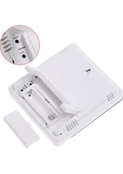 Saatli Sıcaklık ve Nem Ölçer Termometre - Dijital Oda Termometresi +Masa Saati + Alarm