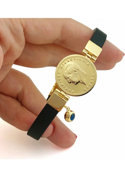Ata Tam Altınlı Kauçuk Kordonlu Bileklik ABYBLK0142