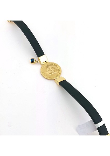 Ata Tam Altınlı Kauçuk Kordonlu Bileklik ABYBLK0142