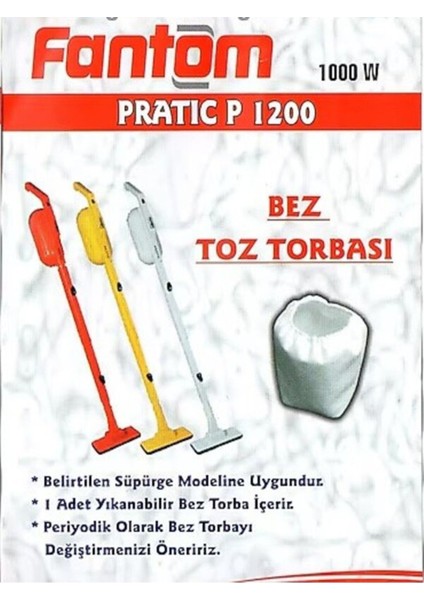 Fantom Pratik - Hamarat Dik Süpürge Bez Toz Torbası