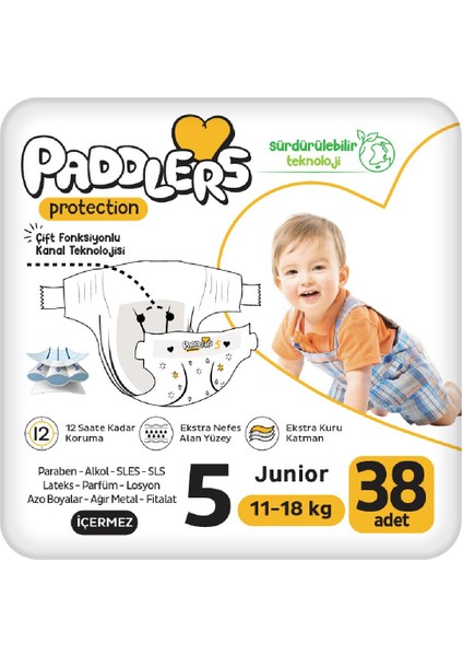 Protection Bebek Bezi 5 Numara Junior 38 Adet (11-18 kg) Jumbo Paket