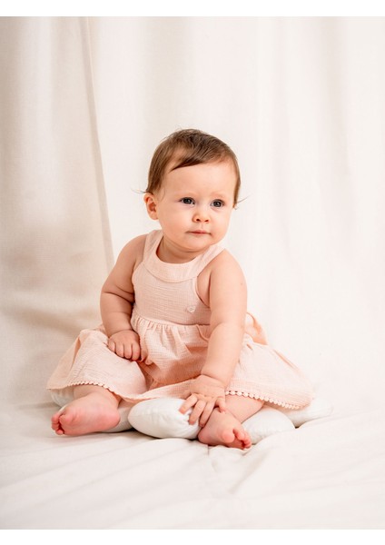 KD53402. Şile Bezi Fırfırlı Kız Bebek Elbisesi - 6-36 Ay Arası fiyatları