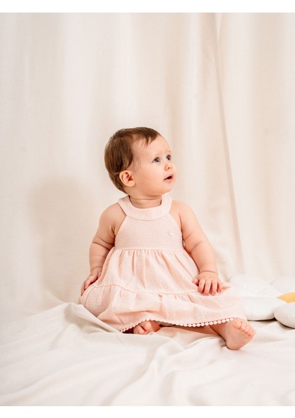 KD53402. Şile Bezi Fırfırlı Kız Bebek Elbisesi - 6-36 Ay Arası modelleri