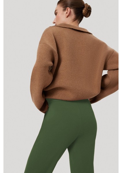 Yeşil Nervür Dikişli Cep Detaylı Kadın Pantolon fırsatları