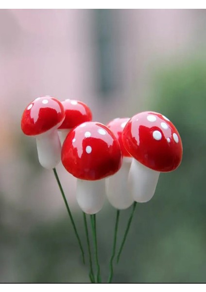 Yapay Mantar 30 Adet Mini Teraryum Malzemesi Telli Kırmızı Mantarlar Dekoratif Saksı Süsleri fiyatları